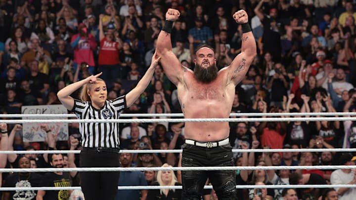Braun Strowman after beating Austin Theory on SmackDown Braun Strowman after beating Austin Theory on SmackDown