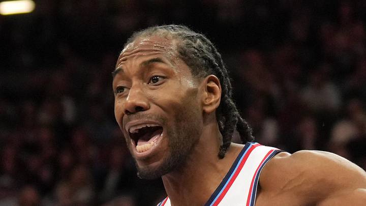 Apr 11, 2025; Sacramento, California, USA; Los Angeles Clippers forward Kawhi Leonard (2) reacts during the fourth quarter against the Sacramento Kings at Golden 1 Center. Mandatory Credit: Darren Yamashita-Imagn Images Apr 11, 2025; Sacramento, California, USA; Los Angeles Clippers forward Kawhi Leonard (2) reacts during the fourth quarter against the Sacramento Kings at Golden 1 Center. Mandatory Credit: Darren Yamashita-Imagn Images