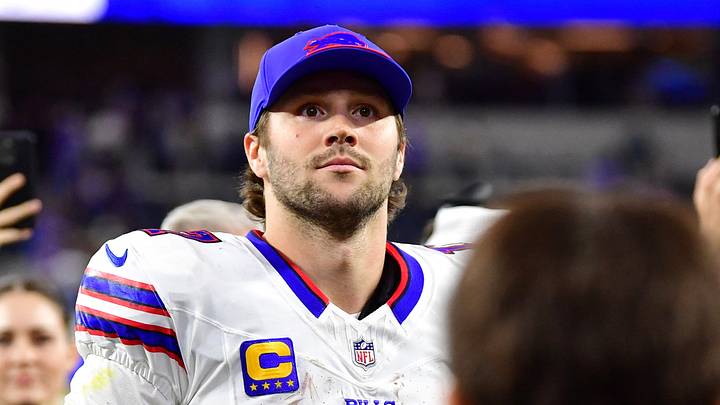 Buffalo Bills quarterback Josh Allen looks on after the game against the Los Angeles Rams at SoFi Stadium. Buffalo Bills quarterback Josh Allen looks on after the game against the Los Angeles Rams at SoFi Stadium.
