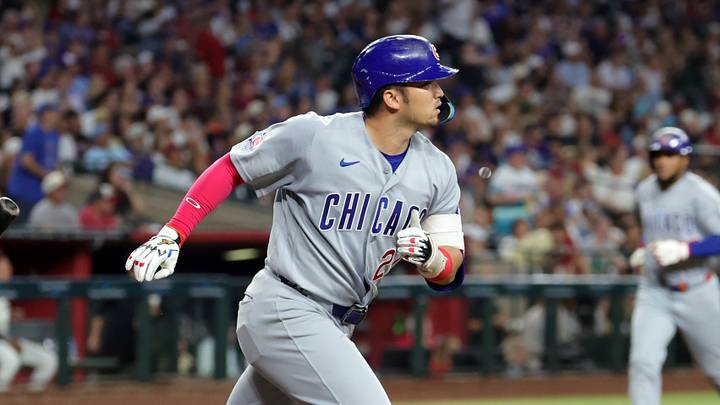 Aug 25, 2026; Phoenix, Arizona, USA; Chicago Cubs outfielder Seiya Suzuki against the Arizona Diamondbacks at Chase Field. Mandatory Credit: Mark J. Rebilas-Imagn Images
