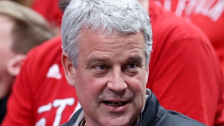 Mar 29, 2024; Dallas, TX, USA; North Carolina State Wolfpack athletic director Boo Corrigan before the semifinals of the South Regional of the 2024 NCAA Tournament against the Marquette Golden Eagles at American Airlines Center. Mandatory Credit: Kevin Jairaj-Imagn Images 