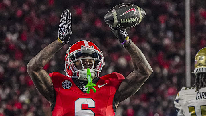 Georgia Bulldogs wide receiver Dominic Lovett (6).