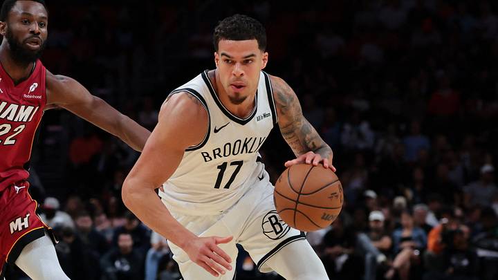 Mar 5, 2026; Miami, Florida, USA; Brooklyn Nets forward Michael Porter Jr. (17) drives to the basket against Miami Heat forward Andrew Wiggins (22) during the first quarter at Kaseya Center. Mandatory Credit: Sam Navarro-Imagn Images Mar 5, 2026; Miami, Florida, USA; Brooklyn Nets forward Michael Porter Jr. (17) drives to the basket against Miami Heat forward Andrew Wiggins (22) during the first quarter at Kaseya Center. Mandatory Credit: Sam Navarro-Imagn Images
