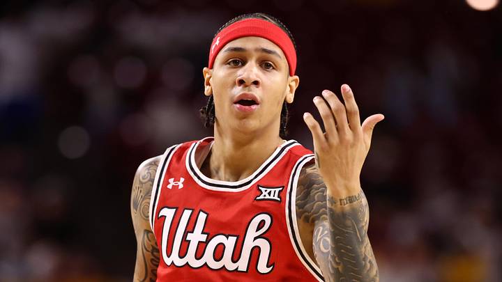 Feb 28, 2026; Tempe, Arizona, USA; Utah Utes guard Terrence Brown (2) against the Arizona State Sun Devils at Desert Financial Arena. Mandatory Credit: Mark J. Rebilas-Imagn Images