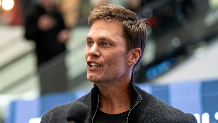 Tom Brady appears at American Dream for the grand opening of Card Vault by Tom Brady, a sports card and memorabilia retailer, East Rutherford, Friday, Apr. 11, 2025.