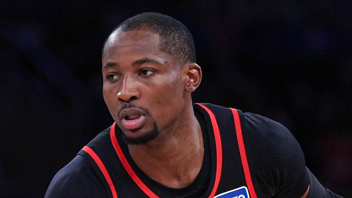 Atlanta Hawks forward Jonathan Kuminga (0) dribbles during the second half of the 2026 NBA Playoffs against the New York Knicks at Madison Square Garden on April 18, 2026.
