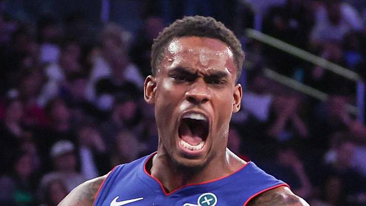 Apr 19, 2025; New York, New York, USA; Detroit Pistons center Jalen Duren (0) reacts after scoring against the New York Knicks in Game One of the First Round of the NBA Playoffs at Madison Square Garden. Mandatory Credit: Wendell Cruz-Imagn Images Apr 19, 2025; New York, New York, USA; Detroit Pistons center Jalen Duren (0) reacts after scoring against the New York Knicks in Game One of the First Round of the NBA Playoffs at Madison Square Garden. Mandatory Credit: Wendell Cruz-Imagn Images