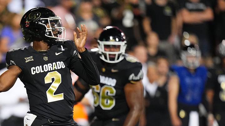 Aug 29, 2024; Boulder, Colorado, USA; Colorado Buffaloes quarterback Shedeur Sanders (2) prepares to pass the ball in the second half against the North Dakota State Bison at Folsom Field. Mandatory Credit: Ron Chenoy-Imagn Images