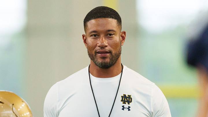 Head coach Marcus Freeman during a Notre Dame football practice at Irish Athletic Center on Sunday, Aug. 16, 2026, in South Bend. Head coach Marcus Freeman during a Notre Dame football practice at Irish Athletic Center on Sunday, Aug. 16, 2026, in South Bend.