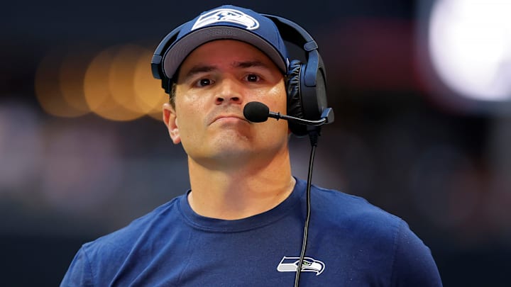 Seattle Seahawks head coach Mike Macdonald on the sidelines