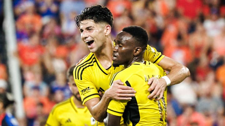 Max Arfsten (left) scored in his return to the Columbus Crew after a long spell with the USMNT at the Concacaf Gold Cup.