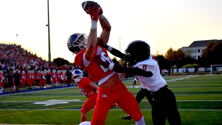 Christian Academy-Louisville tight end Micah Newsome pulls down a TD grab in a 52-0 defeat of Owensboro on Aug. 28, 2026. The victory moved CAL up a spot in the High School On SI Kentucky football rankings.