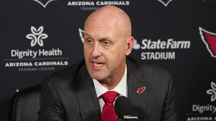 Cardinals general manager Monti Ossenfort speaks about Walter Nolen during a news conference inside the Arizona Cardinals training facility on April 24, 2025, in Tempe. Cardinals general manager Monti Ossenfort speaks about Walter Nolen during a news conference inside the Arizona Cardinals training facility on April 24, 2025, in Tempe.