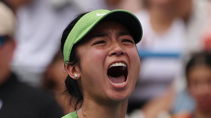 Alexandra Eala celebrates after her match in the final of the Citi Open Alexandra Eala celebrates after her match in the final of the Citi Open