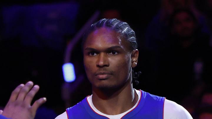 Detroit Pistons guard Ausar Thompson (9) during player introductions before the game against the Cleveland Cavaliers during game five of the second round of the 2026 NBA Playoffs at Little Caesars Arena on May 13, 2026. Detroit Pistons guard Ausar Thompson (9) during player introductions before the game against the Cleveland Cavaliers during game five of the second round of the 2026 NBA Playoffs at Little Caesars Arena on May 13, 2026.