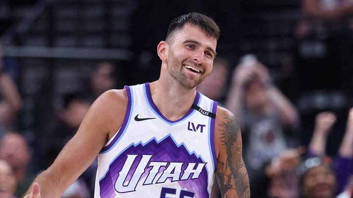 Apr 10, 2026; Salt Lake City, Utah, USA; Utah Jazz guard John Konchar (55) reacts after completing a triple double against the Memphis Grizzlies during the second half at Delta Center. Mandatory Credit: Rob Gray-Imagn Images Apr 10, 2026; Salt Lake City, Utah, USA; Utah Jazz guard John Konchar (55) reacts after completing a triple double against the Memphis Grizzlies during the second half at Delta Center. Mandatory Credit: Rob Gray-Imagn Images