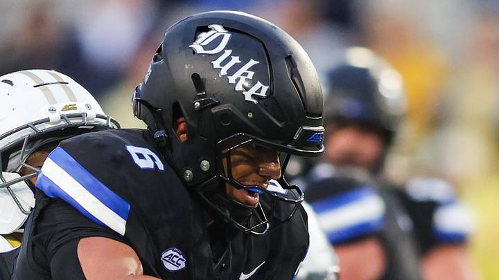 Oct 10, 2026; Atlanta, Georgia, USA; Duke Blue Devils wide receiver Jonah Burton (6) runs after a catch against the Georgia Tech Yellow Jackets in the fourth quarter at Bobby Dodd Stadium at Hyundai Field. Mandatory Credit: Brett Davis-Imagn Images Oct 10, 2026; Atlanta, Georgia, USA; Duke Blue Devils wide receiver Jonah Burton (6) runs after a catch against the Georgia Tech Yellow Jackets in the fourth quarter at Bobby Dodd Stadium at Hyundai Field. Mandatory Credit: Brett Davis-Imagn Images