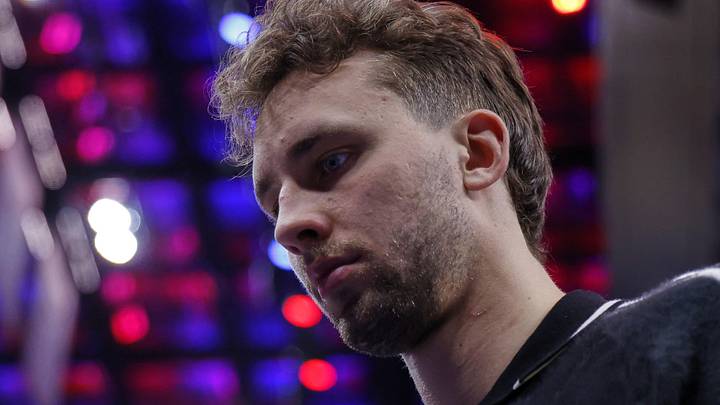 Apr 29, 2026; Detroit, Michigan, USA; Orlando Magic forward Franz Wagner (22) walks off the court after the game against the Detroit Pistons during game five of the first round of the 2026 NBA Playoffs at Little Caesars Arena. Mandatory Credit: Rick Osentoski-Imagn Images