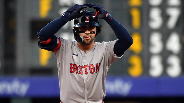 Former Boston Red Sox infielder Marcelo Mayer (11) celebrates after a double to center field. Credit: Christopher Hanewinckel-Imagn Images Former Boston Red Sox infielder Marcelo Mayer (11) celebrates after a double to center field. Credit: Christopher Hanewinckel-Imagn Images