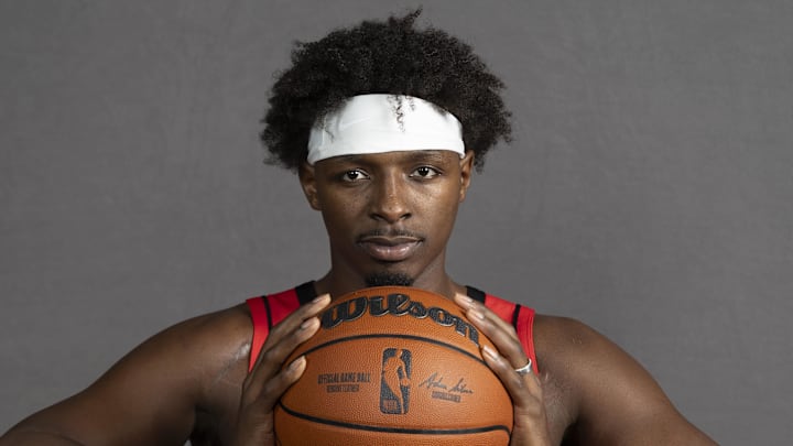 Sep 29, 2025; Houston, TX, USA; Houston Rockets forward Jae'Sean Tate (8) poses for a picture during Houston Rockets media day at Toyota Center. Mandatory Credit: Troy Taormina-Imagn Images Sep 29, 2025; Houston, TX, USA; Houston Rockets forward Jae'Sean Tate (8) poses for a picture during Houston Rockets media day at Toyota Center. Mandatory Credit: Troy Taormina-Imagn Images