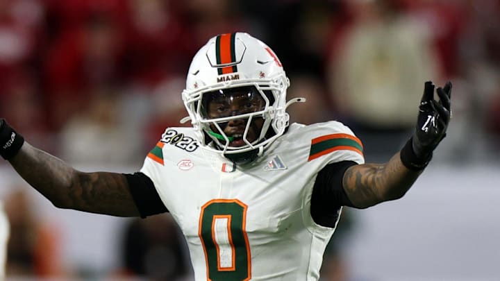 Miami Hurricanes defensive back Keionte Scott (0) reacts in the first half during the College Football Playoff National Championship