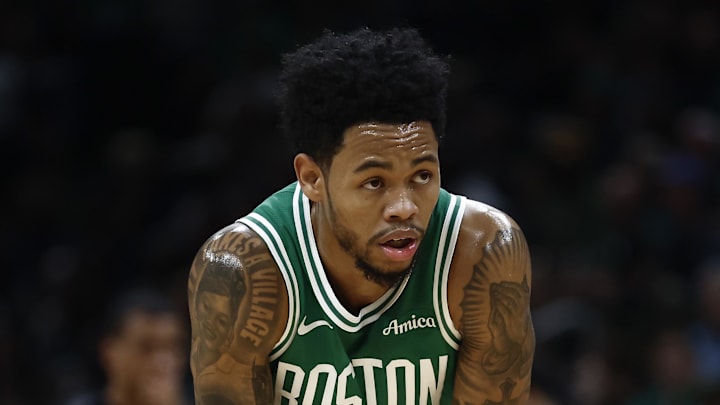 Oct 22, 2025; Boston, Massachusetts, USA; Boston Celtics guard Anfernee Simons (4) during the second quarter against the Philadelphia 76ers at TD Garden. Mandatory Credit: Winslow Townson-Imagn Images Oct 22, 2025; Boston, Massachusetts, USA; Boston Celtics guard Anfernee Simons (4) during the second quarter against the Philadelphia 76ers at TD Garden. Mandatory Credit: Winslow Townson-Imagn Images