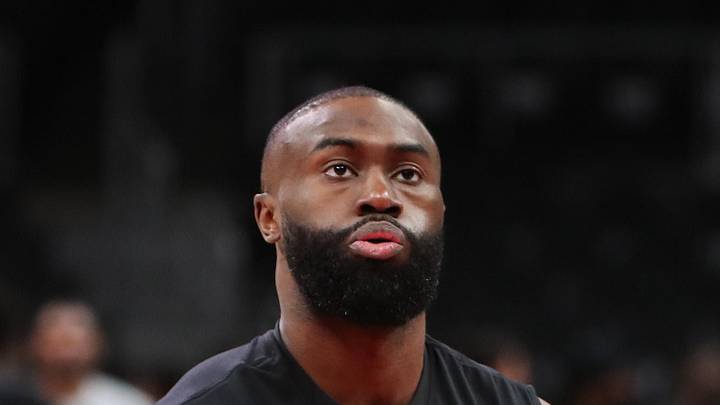 Mar 30, 2026; Atlanta, Georgia, USA; Boston Celtics guard Jaylen Brown (7) shoots before a game against the Atlanta Hawks at State Farm Arena. Mandatory Credit: Mady Mertens-Imagn Images