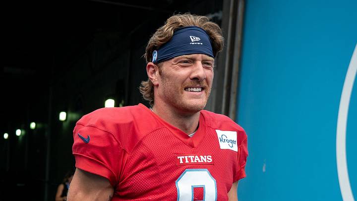 Tennessee Titans quarterback Will Levis (8) heads to the field during the Blue and White Stadium Scrimmage at Nissan Stadium in Nashville, Tenn., Friday, Aug. 7, 2026. Tennessee Titans quarterback Will Levis (8) heads to the field during the Blue and White Stadium Scrimmage at Nissan Stadium in Nashville, Tenn., Friday, Aug. 7, 2026.