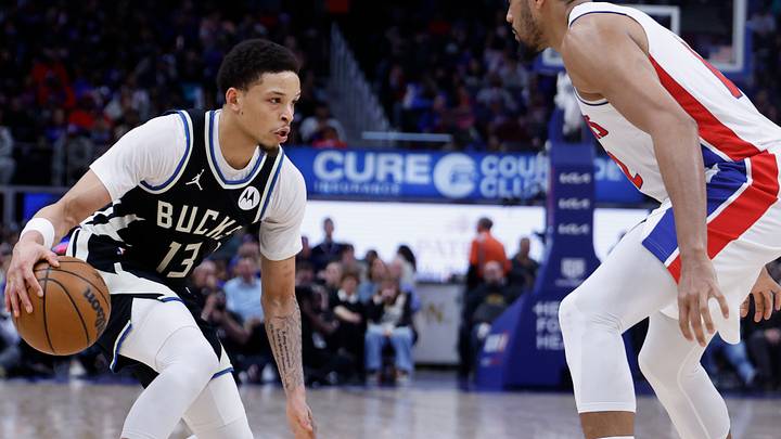 Apr 08, 2026; Detroit, MI, USA; Milwaukee Bucks guard Ryan Rollins (13) dribbles the ball against Detroit Pistons forward Tobias Harris (12) in the second half at Little Caesars Arena. Mandatory Credit: Rick Osentoski-Imagn Images Apr 08, 2026; Detroit, MI, USA; Milwaukee Bucks guard Ryan Rollins (13) dribbles the ball against Detroit Pistons forward Tobias Harris (12) in the second half at Little Caesars Arena. Mandatory Credit: Rick Osentoski-Imagn Images