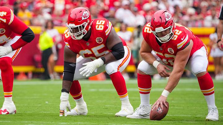 Kansas City Chiefs offensive linemen Creed Humphrey and Trey Smith