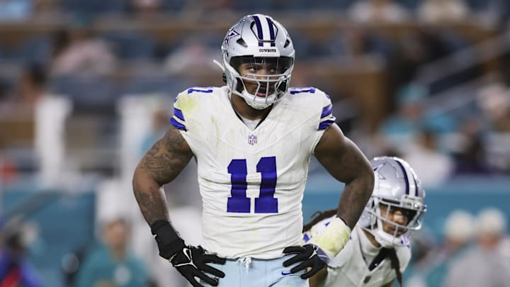 Dec 24, 2023; Miami Gardens, Florida, USA; Dallas Cowboys linebacker Micah Parsons (11) looks on