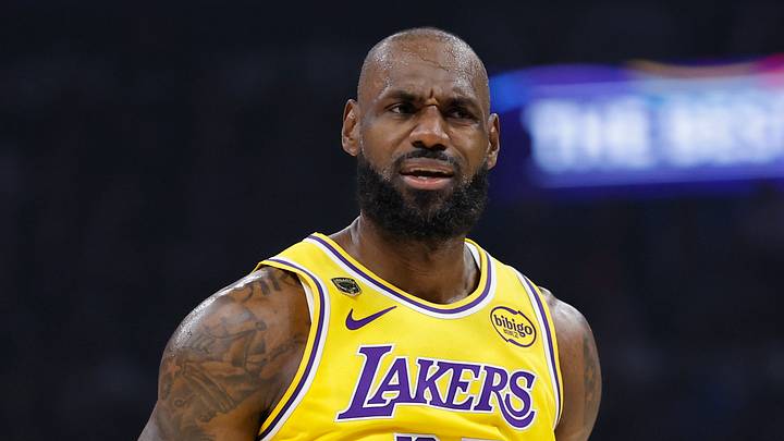 May 7, 2026; Oklahoma City, Oklahoma, USA; Los Angeles Lakers forward LeBron James (23) reacts after a play against the Oklahoma City Thunder in the first half during game two of the second round of the 2026 NBA Playoffs at Paycom Center. Mandatory Credit: Alonzo Adams-Imagn Images