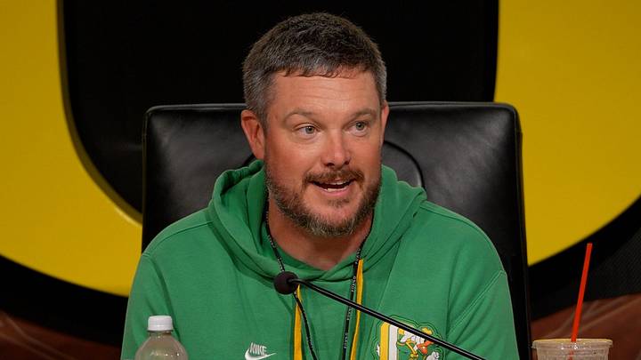 Oregon football coach Dan Lanning speaks during a press availability on Aug. 26, 2026, at the Hatfield-Dowlin Complex in Eugene. Oregon football coach Dan Lanning speaks during a press availability on Aug. 26, 2026, at the Hatfield-Dowlin Complex in Eugene.