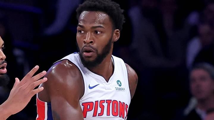 Oct 27, 2026; New York, New York, USA; Detroit Pistons forward Paul Reed (7) controls the ball against New York Knicks center Karl-Anthony Towns (32) during the first quarter at Madison Square Garden. Mandatory Credit: Brad Penner-Imagn Images