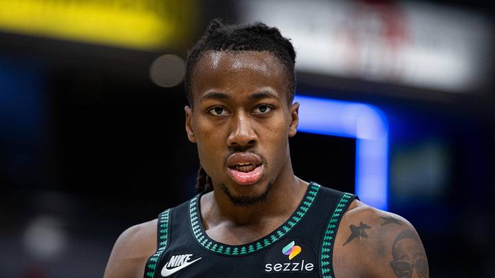 Apr 7, 2026; Indianapolis, Indiana, USA; Minnesota Timberwolves guard Ayo Dosunmu (13) looks on in the second half against the Indiana Pacers at Gainbridge Fieldhouse. Mandatory Credit: Trevor Ruszkowski-Imagn Images