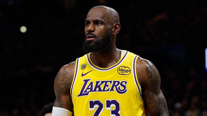 May 7, 2026; Oklahoma City, Oklahoma, USA; Los Angeles Lakers forward LeBron James (23) reacts after a play against the Oklahoma City Thunder in the second half during game two of the second round of the 2026 NBA Playoffs at Paycom Center. Mandatory Credit: Alonzo Adams-Imagn Images