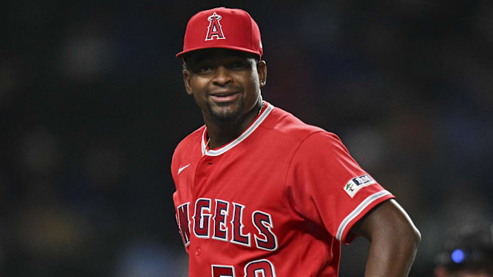 Mar 31, 2026; Chicago, Illinois, USA; Los Angeles Angels pitcher Jose Soriano (59) smiles after ending the the fifth inning against the Chicago Cubs at Wrigley Field. Mandatory Credit: Patrick Gorski-Imagn Images Mar 31, 2026; Chicago, Illinois, USA; Los Angeles Angels pitcher Jose Soriano (59) smiles after ending the the fifth inning against the Chicago Cubs at Wrigley Field. Mandatory Credit: Patrick Gorski-Imagn Images