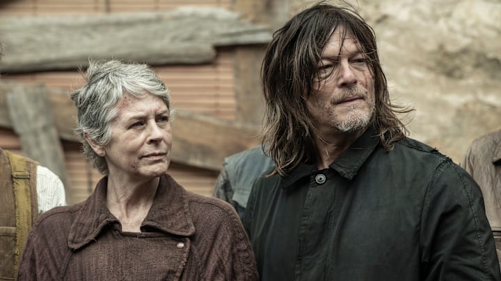 Melissa McBride as Carol Peletier, Norman Reedus as Daryl Dixon - The Walking Dead: Daryl Dixon _ Season 3 - Photo Credit: Manuel Fernandez-Valdes/AMC