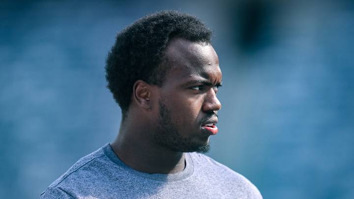 Tampa Bay Buccaneers linebacker Rueben Bain Jr. (3) warms up before a game against the New York Giants Tampa Bay Buccaneers linebacker Rueben Bain Jr. (3) warms up before a game against the New York Giants