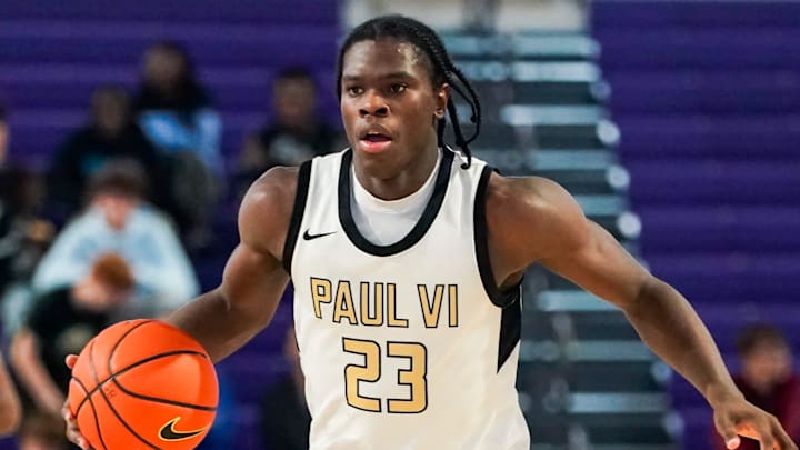 Paul VI Panthers guard Jordan Smith (23) handles the ball during the third quarter of the City of Palms Classic first round game against the Garfield Heights Bulldogs at Suncoast Credit Union Arena in Fort Myers, Fla.
