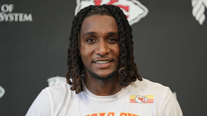 Jun 9, 2026; Kansas City, MO, USA; Kansas City Chiefs defensive back Nohl Williams (20) speaks to media members during a short press conference after the Kansas City Chiefs mandatory mini-camp. Mandatory Credit: Denny Medley-Imagn Images