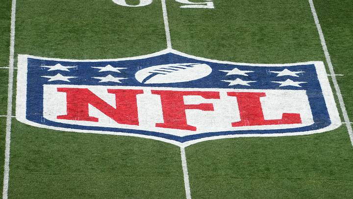The NFL shield logo at midfield during the 2026 NFL Melbourne Game