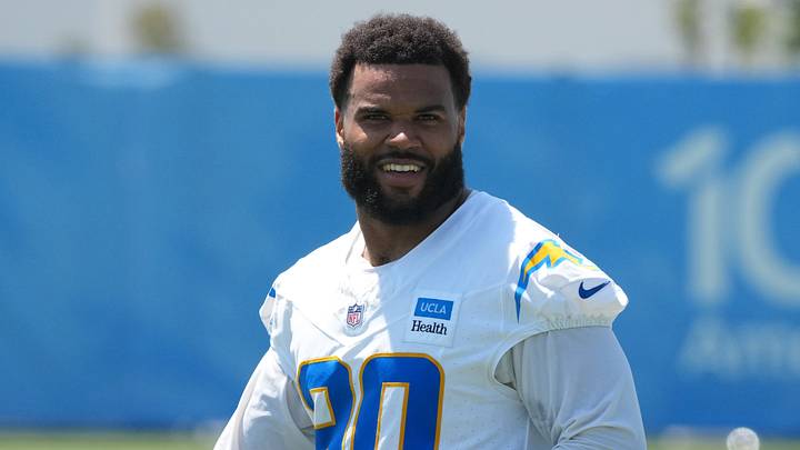 Jul 30, 2026; El Segundo, CA, USA; Los Angeles Chargers edge rusher Akheem Mesidor at training camp at The Bolt. Mandatory Credit: Kirby Lee-Imagn Images Jul 30, 2026; El Segundo, CA, USA; Los Angeles Chargers edge rusher Akheem Mesidor at training camp at The Bolt. Mandatory Credit: Kirby Lee-Imagn Images