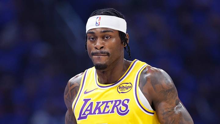 May 5, 2026; Oklahoma City, Oklahoma, USA; Los Angeles Lakers forward Jarred Vanderbilt (2) runs down the court after a play against the Oklahoma City Thunder in the first half during game one of the second round of the 2026 NBA Playoffs at Paycom Center. Mandatory Credit: Alonzo Adams-Imagn Images