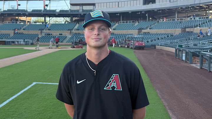 Arizona Diamondbacks pitching prospect David Hagaman at Salt River Fields in Scottsdale, Arizona.