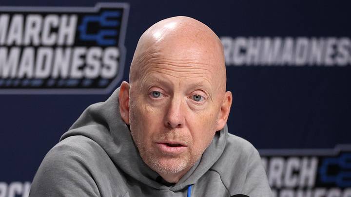 Mar 19, 2026; Philadelphia, PA, USA; UCLA Bruins head coach Mick Cronin speaks with the media before a practice session ahead of the first round of the men's 2026 NCAA Tournament at Xfinity Mobile Arena. Mandatory Credit: Bill Streicher-Imagn Images