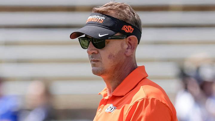 Oklahoma State head coach Eric Morris walks the field before a college football game between Oklahoma State (OSU) and Tulsa at H. A. Chapman Stadium in Tulsa, Okla., on Saturday, Sept. 5, 2026. Oklahoma State head coach Eric Morris walks the field before a college football game between Oklahoma State (OSU) and Tulsa at H. A. Chapman Stadium in Tulsa, Okla., on Saturday, Sept. 5, 2026.