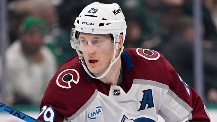 Apr 4, 2026; Dallas, Texas, USA; Colorado Avalanche center Nathan MacKinnon (29) skates against the Dallas Stars during the game between the Stars and the Avalanche at American Airlines Center. Mandatory Credit: Jerome Miron-Imagn Images Apr 4, 2026; Dallas, Texas, USA; Colorado Avalanche center Nathan MacKinnon (29) skates against the Dallas Stars during the game between the Stars and the Avalanche at American Airlines Center. Mandatory Credit: Jerome Miron-Imagn Images