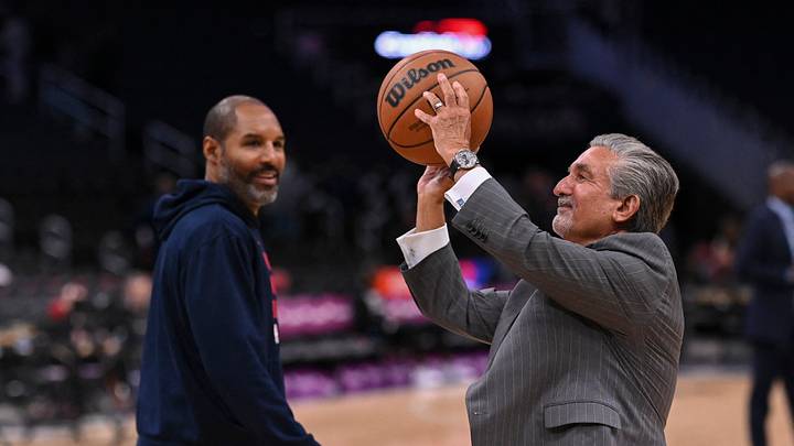 Mar 27, 2024; Washington, District of Columbia, USA; Monumental Sports & Entertainment CEO Ted Leonsis shoots a basketball before the game against the Brooklyn Nets  at Capital One Arena. Mandatory Credit: Tommy Gilligan-USA TODAY Sports