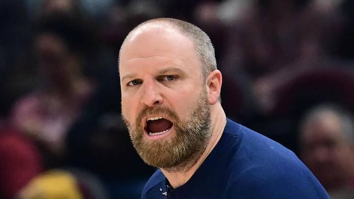 Memphis Grizzlies head coach Taylor Jenkins reacts during the first half against the Cleveland Cavaliers at Rocket Arena on February 23, 2025.